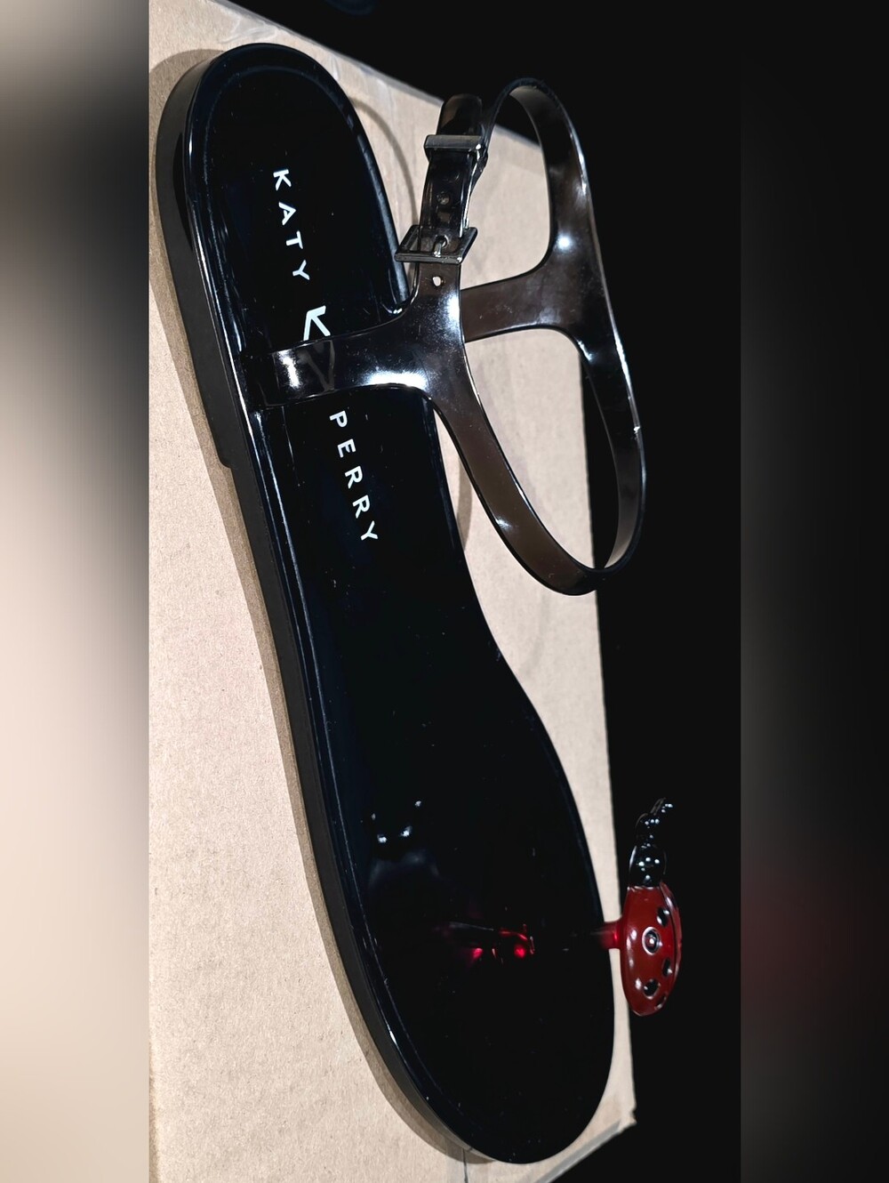 Katy Perry Collections Black Jelly Sandals with Red Ladybug Charms - Picture 4 of 4